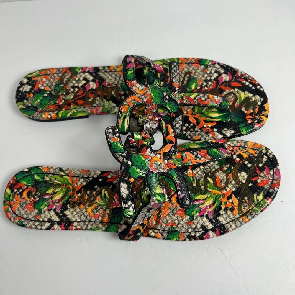 Sam Edelman Carter Flat Sandal Womens 10M Multicolor Snake Floral Print - Picture 4 of 8